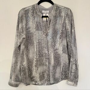 Calvin Klein's Sequined Silver Snake Skin Top, Size Medium. New. Tags On.